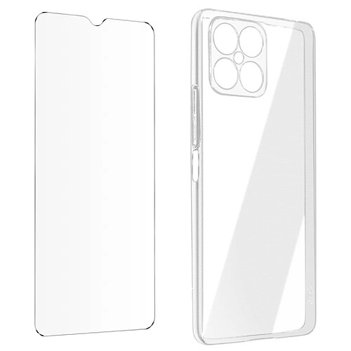 Avizar Coque pour Honor X8 5G / X6 Silicone Gel et Verre Trempé Dureté 9H transparent