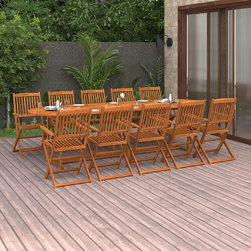 vidaXL Ensemble à manger de jardin 11 pcs 280x90x75 cm bois d'acacia