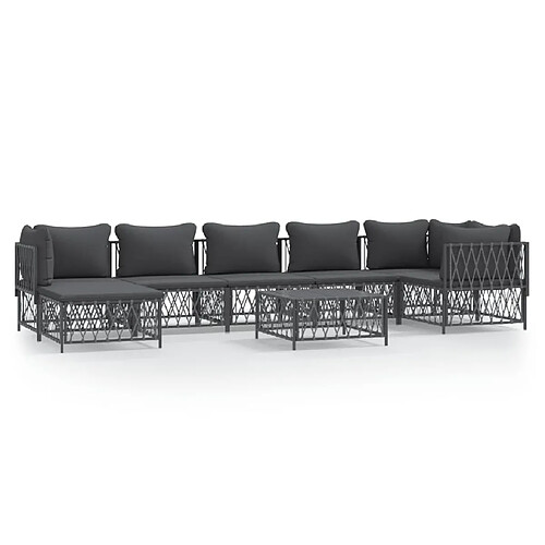 Maison Chic Salon de jardin 8 pcs + coussins - Mobilier/Meubles de jardin - Table et chaises d'extérieur anthracite acier -MN87754