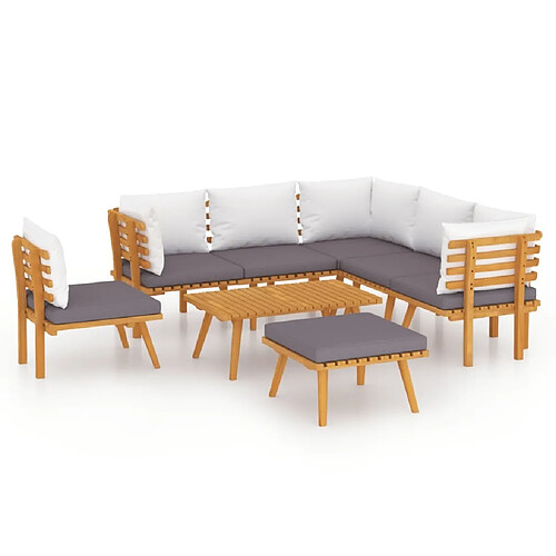 Maison Chic Salon de jardin 8 pcs + coussins - Mobilier/Meubles de jardin - Table et chaises d'extérieur Bois d'acacia solide -MN33504