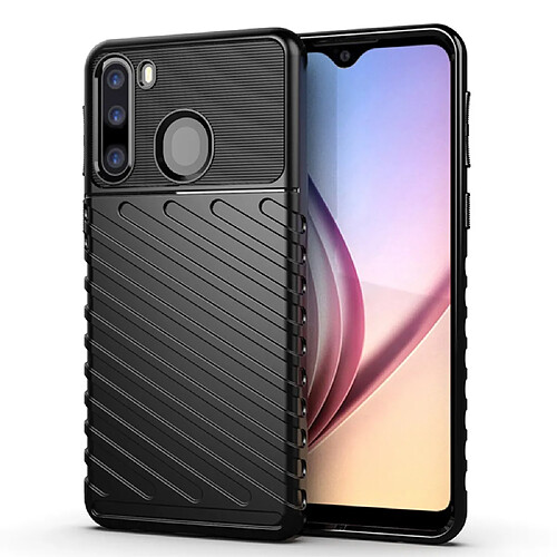 Coque en TPU texture sergé souple noir pour votre Samsung Galaxy A21