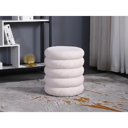 Vente-Unique Pouf en velours côtelé crème ECAMBI