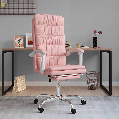 vidaXL Fauteuil inclinable de bureau Rose Similicuir