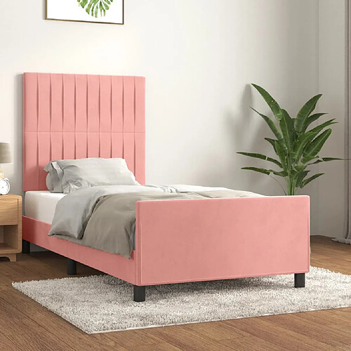 vidaXL Cadre de lit sans matelas rose 90x200 cm velours