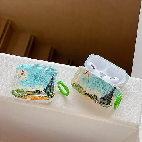 GUPBOO Airpods Coque Housse Étui Protecteur Compatible pour AirPods 3-Fille de cerf-volant de peinture à l'huile de Van Gogh