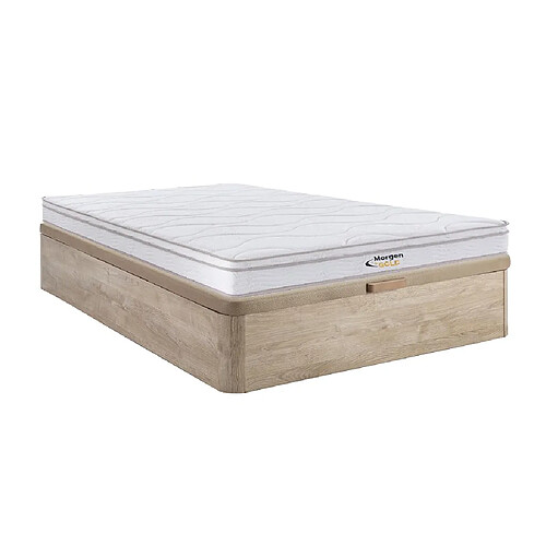 Vente-Unique Ensemble 140 x 190 cm sommier coffre naturel clair + matelas ressorts 3 zones et mémoire de forme ép.20cm - WOLKENTANZ de MORGENGOLD