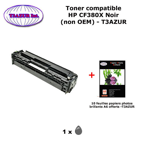 Toner générique HP CF380X, HP 312X pour HP LaserJet Pro MFP M476 Noir+10f papiers photos A6 -T3AZUR