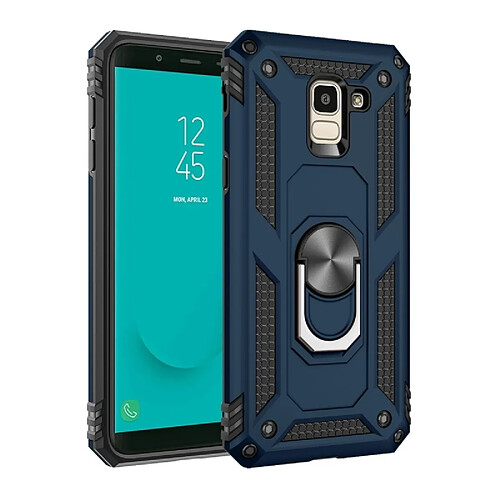 Wewoo Coque Étui de protection en TPU + antichoc Sergeant Armour pour Galaxy J6 (2018), avec support rotation 360 degrés (bleu)