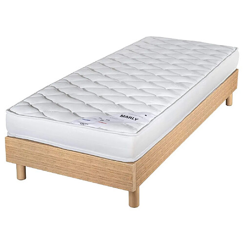 Ebac Matelas et sommier 90x190 Mousse - Marly - Soutien ferme - Sommier en kit - Chêne