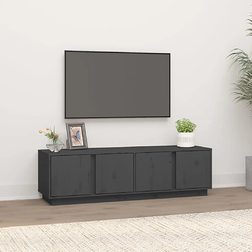 vidaXL Meuble TV Gris 140x40x40 cm Bois de pin massif