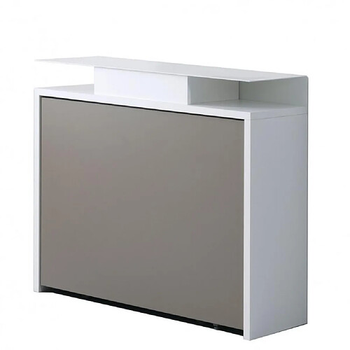 Inside 75 Console extensible design BALTO PLUS blanc avec table pliante et 6 chaises intégrées gris taupe