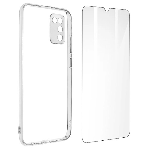 Avizar Coque Samsung Galaxy A02s Silicone Souple Film Verre Trempé Transparent