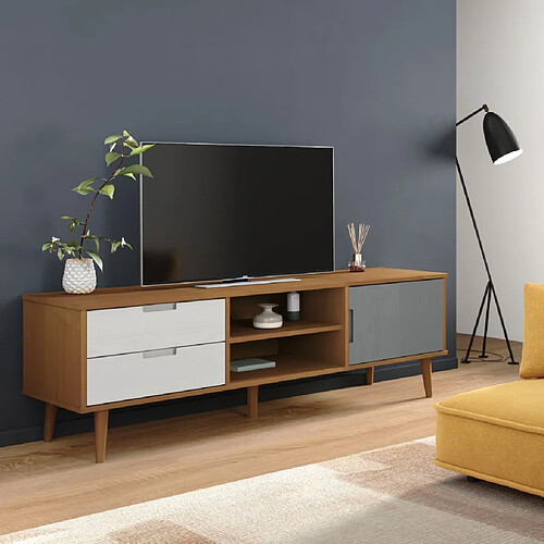 vidaXL Meuble TV MOLDE Marron 158x40x49 cm Bois de pin massif