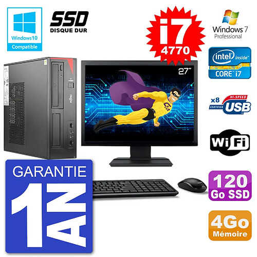 PC Fujitsu Esprimo E520 DT Ecran 27" i7-4770 4Go SSD 120Go Graveur DVD Wifi W7 · Occasion