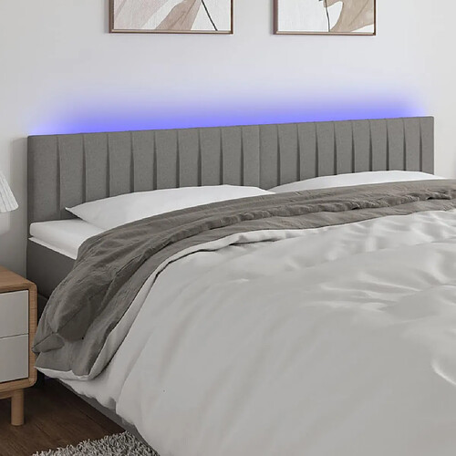 Maison Chic Tête de lit scandinave à LED,meuble de chambre Gris foncé 160x5x78/88 cm Tissu -MN31103