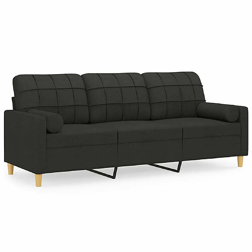 Maison Chic Canapé 3 places avec oreillers,Sofa de Salon,Canapé droit décoratifs noir 180 cm tissu -GKD114330