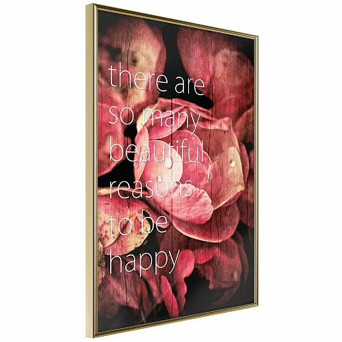 Paris Prix Affiche Murale Encadrée Many Reasons to Be Happy 20 x 30 cm Or