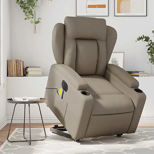 vidaXL Fauteuil inclinable de massage électrique cappuccino similicuir