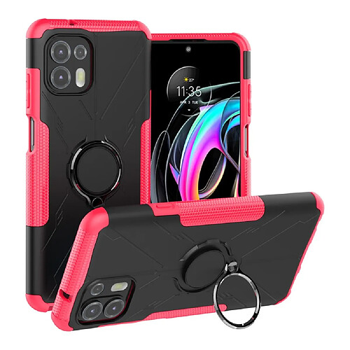 Coque en TPU anti-chocs avec béquille pour votre Motorola Edge 20 Lite - rose