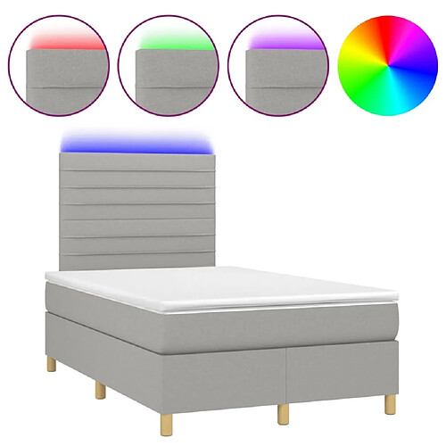 Maison Chic Lit adulte- Lit + matelas + LED,Sommier à lattes de lit matelas LED gris clair 120x190 cm tissu -GKD40237