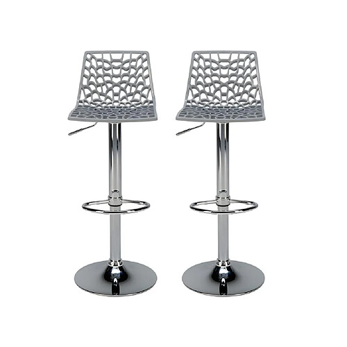 Vente-Unique Lot de 2 Tabourets de bar CLARK - Polypropylène - Hauteur réglable - Gris perle