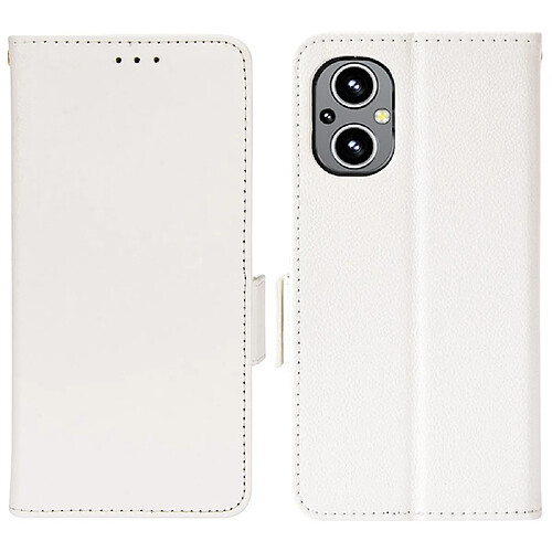 Etui en PU texture litchi, antichoc, fermeture magnétique avec support, blanc pour votre OnePlus Nord N20 5G