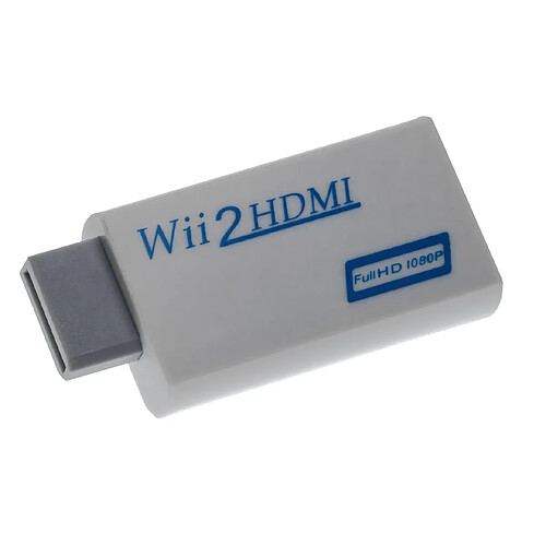 vhbw Adaptateur HDMI compatible avec Nintendo Wii console de jeu, pour écran HDMI / TV HD + prise audio jack 3,5mm - blanc