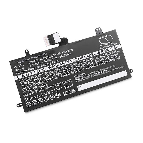 vhbw Batterie compatible avec Dell Latitude 12 5285 2-in-1, 5290 2-in-1 ordinateur portable Notebook (5200mAh, 7,6V, Li-polymère)