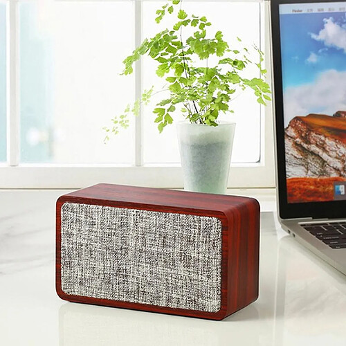 Yonis Enceinte Bluetooth Double Haut-Parleur Bois Longue Autonomie Anti-Dérapant