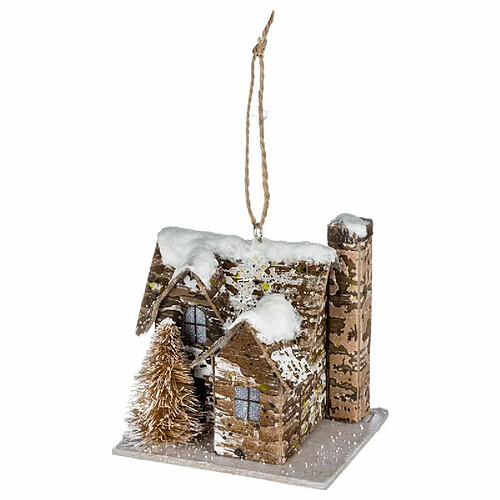 Paris Prix Sujet de Noël Maison Glacé 8cm Marron & Blanc