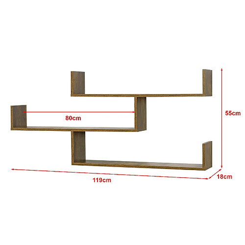 Helloshop26 Étagère murale meuble de rangement 119 cm effet bois foncé 03_0005204