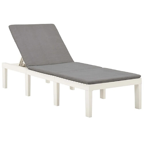 Maison Chic Chaise longue avec coussin | Bain de soleil Relax | Transat Plastique Blanc -GKD68165