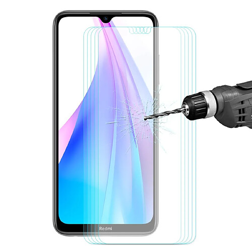 Wewoo Film de verre trempé Pour Xiaomi Redmi Note 8T 5 PCS Chapeau-prince 0.26mm 9H 2.5D de à Bord Courbé