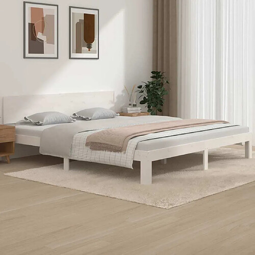 Maison Chic Lit Super King - Cadre de lit,Structure du lit Contemporain pour chambre Blanc Bois massif 180x200 cm -MN32737