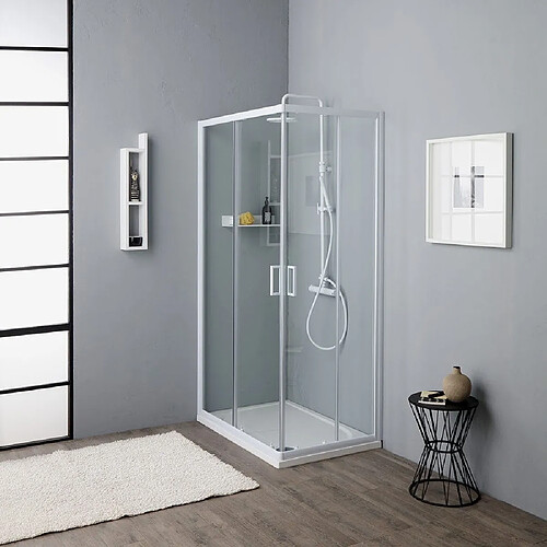 Kiamami Valentina CABINE DE DOUCHE 70X100 CRISTAL 4 MM COULISSANTE DOUBLE FACE | VENERE