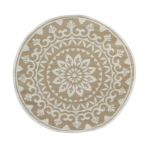 Aubry Gaspard Tapis d'extérieur rond en polypropylène D150 cm Mandala - Beige.