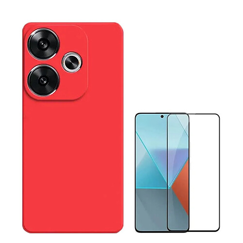 NIS Kit de film en verre à couverture complète 5D + coque en silicone Poco F6 rouge