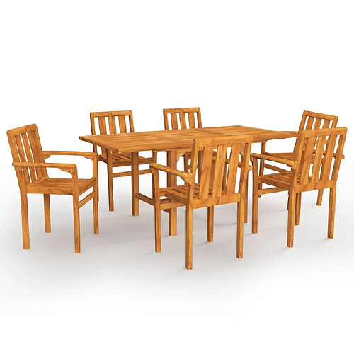 Maison Chic Salon de jardin 7 pcs - Table et chaises d'extérieur - Mobilier/Meubles de jardin Moderne Bois de teck massif -MN36713