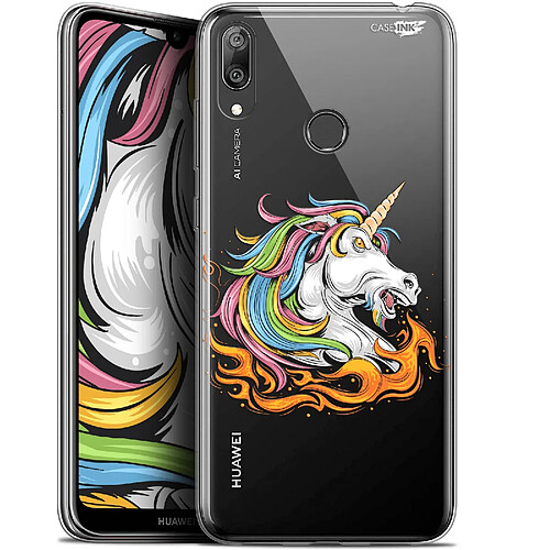 Caseink Coque arrière Huawei Y7 / Prime / Pro 2019 (6.26 ) Gel HD [ Nouvelle Collection - Souple - Antichoc - Imprimé en France] Licorne de Feu