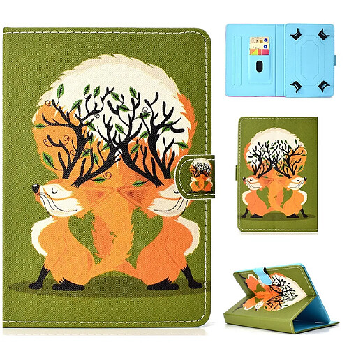 Etui en PU universel 10 pouces deux belles fox pour votre Apple iPad 9.7/LG G Pad III etc