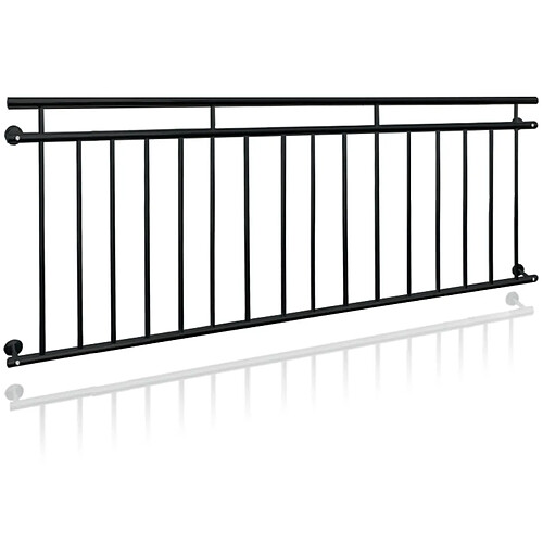 Ecd Germany Garde-corps balcon à la francaise appui rambarde noir en acier 225 x 90 cm