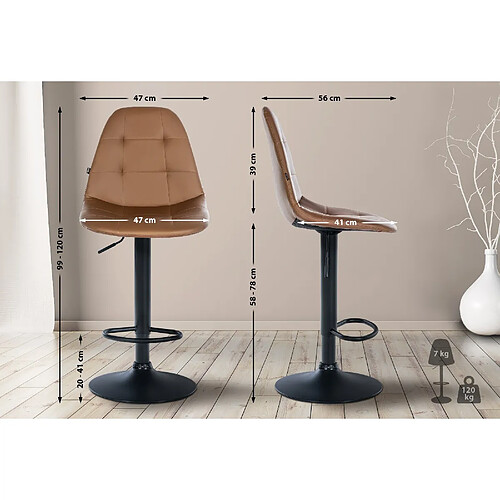 Non Tabouret de bar Elmore simili cuir B