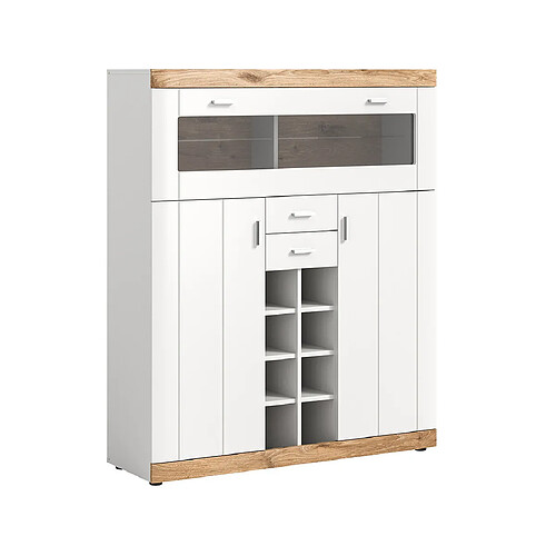 Bestmobilier Coventry - buffet haut - blanc et bois - 142 cm