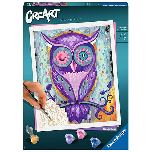 Peinture au numéro Ravensburger Creart Format Grand Hibou rêveur