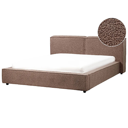 Beliani Lit double 160 x 200 cm en bouclé marron LINARDS