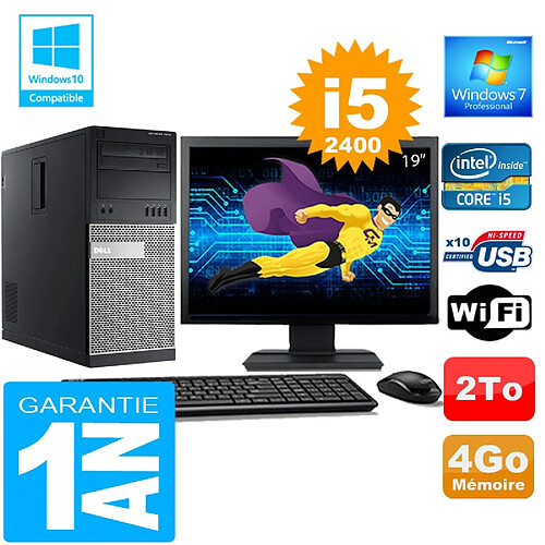 PC Tour DELL 7010 Core I5-2400 Ram 4Go Disque 2 To Wifi W7 Ecran 19" · Occasion