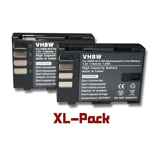 vhbw 2x batteries Li-Ion Set 1100mAh (7.2V) pour appareil photo Panasonic Lumix DC-GH5, DC-GH5L, DC-GH5M