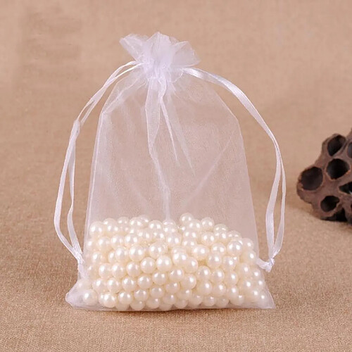 Wewoo 100 PCS Gift Bags Bijoux Organza Sac De Mariage Anniversaire Fête Pochettes DessinsTaille Du Cadeau 7X9cm Blanc