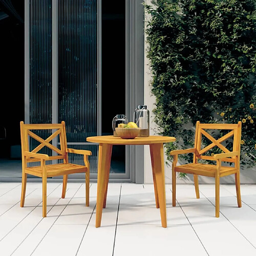 Salle à manger de jardin 3 pcs,Table et chaise à dîner Bois d'acacia solide -MN61900