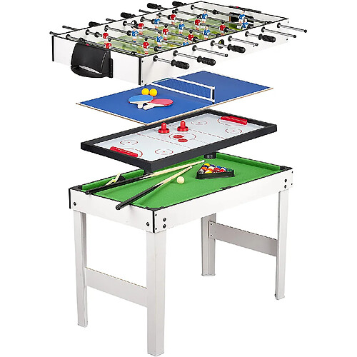 Leomark Table 4 jeux en 1 - billard, babyfoot, hockey de table et ping-pong